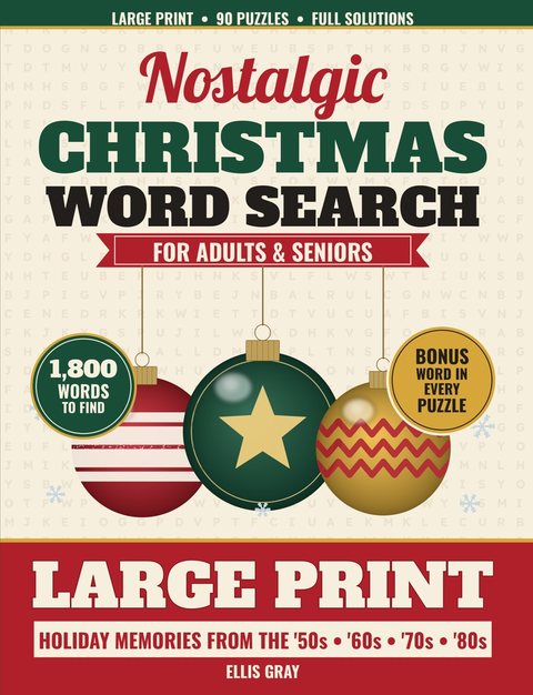 Cover of Nostalgic Christmas Word Search for Adults & Seniors.